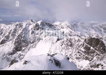 Die Cuillin Grat vom Gipfel des Sgurr Alasdair, der höchste Gipfel in der Cuillin Ridge, ein Munro auf Skye, Schottland, UK Stockfoto