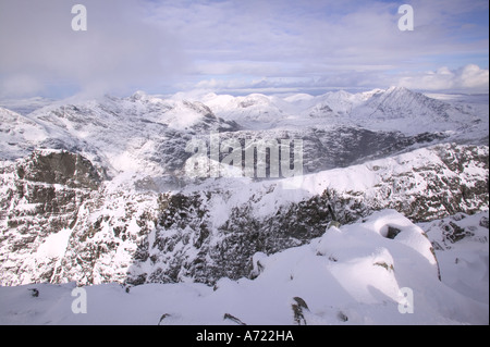 Die Cuillin Grat vom Gipfel des Sgurr Alasdair, der höchste Gipfel in der Cuillin Ridge, ein Munro auf Skye, Schottland, UK Stockfoto