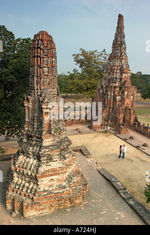 Ruinen des Wat Chai Wattanaram, ein buddhistischer Tempel in Ayutthaya, Thailand. Stockfoto