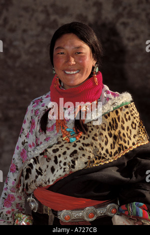 Tibet, tibetische Frau, Labrang Kloster, Xiahe Stockfoto