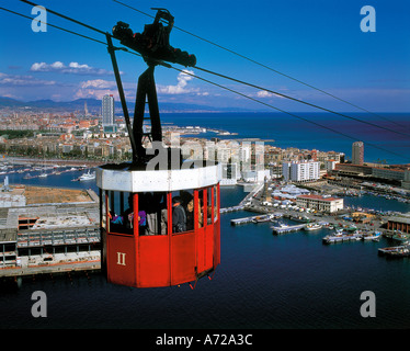 Seilbahn Luftseilbahn über Hafen Barcelona Katalonien Spanien Stockfoto