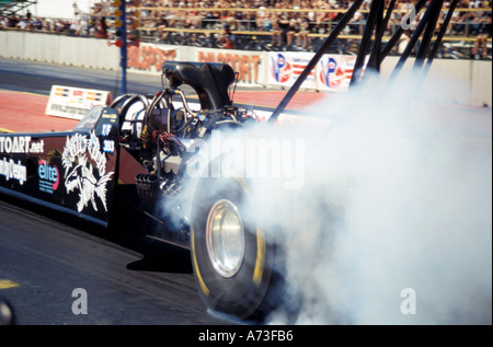 Burnout Adrenalin Rush extreme Gefahr Gefahr Viertelmeile benutzerdefinierte individuell modifiziert Melodie oben zwicken gezwickt max Leistung Auto Mai abgestimmt Stockfoto