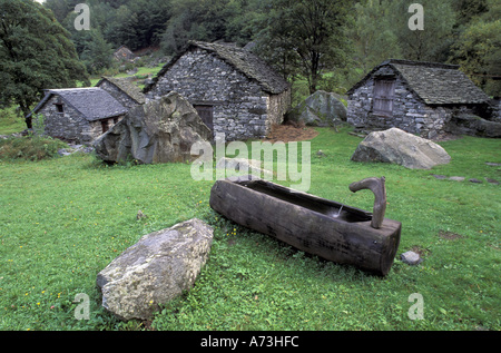 EU, Schweiz, Ticino Region, Dorf von Foroglio, Val Bavona Stockfoto