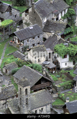 EU, Schweiz, Ticino Region, Dorf von Foroglio, Val Bavona Stockfoto
