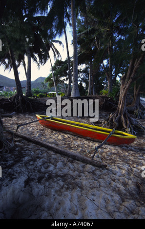 Ausleger-Kanu Muri Beach-Rarotonga-Cook-Inseln Stockfoto