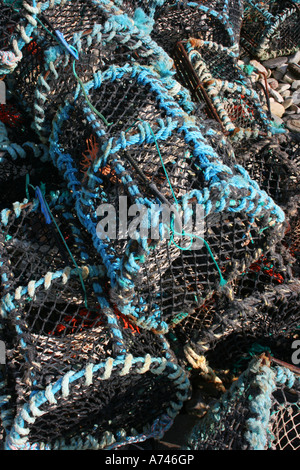 Krabbe Hummer Muscheln Töpfe in Meenlaragh, County Donegal, Irland Stockfoto