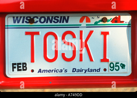 Eitelkeit-Nummernschild-Wisconsin Stockfoto