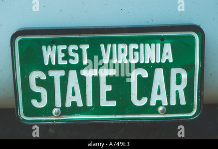 Eitelkeit Nummernschild Westvirginia Stockfoto