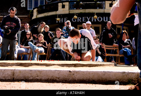 Die Briten und Welt Murmeln Meisterschaft im Pub The Greyhound Tinsley Green, Crawley UK. Bild von Jim Holden. Stockfoto