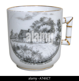 Ca. 1900 Souvenir China Darstellung der Geburtsort von Daniel Webster in Salisbury jetzt Franklin New Hampshire Stockfoto