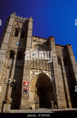 Westportal, Fassade, der Kathedrale von Avila, Kathedrale, La Catedral de Avila, Catedral, Stadt Avila, Avila, Provinz Avila, Kastilien und Leon, Spanien Stockfoto