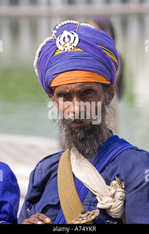 Porträt von Sika Hindu religiösen Menschen in Bangla Shib Gurudwara Sika große Tempel in Neu-Delhi Indien Stockfoto