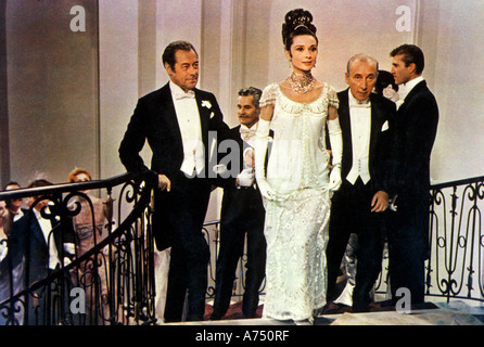 MY FAIR LADY 1964 CBS/Warner-Film mit Audrey Hepburn und Rex Harrison auf der linken Seite, Wilfrid Hyde-White auf der rechten Seite Stockfoto