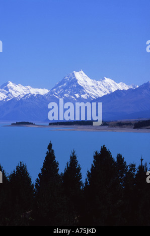 Mount Cook Aoraki Lake Pukaki Südinsel Neuseeland Stockfoto