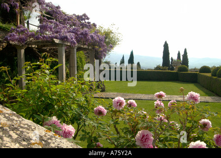 Die Villa und der Garten von La Foce Toskana Italien berühmt geworden durch die Bücher von Iris Origo Stockfoto