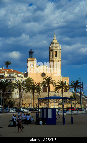 Pfarrkirche in Sitges in der Nähe von Barcelona Stockfoto