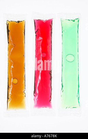 Wassereis in einer Reihe, Nahaufnahme Stockfoto