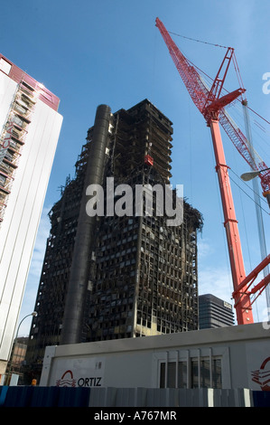 Windsor-Turm nach dem Brand des 12. Februar 2005 MADRID Spanien Stockfoto