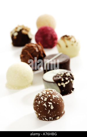 Verschiedene Pralinen, close-up Stockfoto