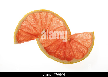 Zwei Scheiben von Ruby Red grapefruit Stockfoto