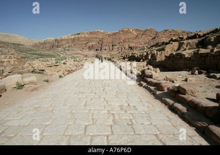 Römerstraße nach Kings Gräber in Petra, Jordanien Stockfoto