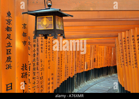 Orange lackiert Torii-Tore im Fushimi Inari-Taisha-Schrein in Kyoto Japan Stockfoto