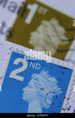 Royal Mail 1. und 2. Klasse Briefmarke Stockfoto