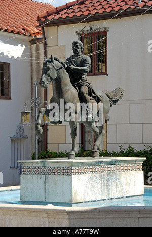 Hernando Desoto Statue und Innenhof in der South Florida Museum und Planetarium Bischof Stockfoto