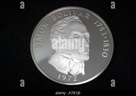 1972 20 Balboa Panama Münze zeigt Simon Bolivar. Stockfoto
