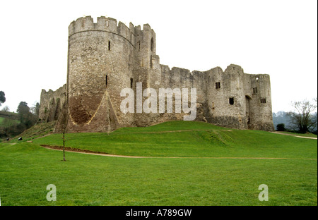 UK Wales Gwent Chepstow Burgmauern Stockfoto