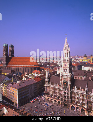 Deutschland, Bayern, München, Marienplatz, Rathäuser, von oben Europa ...
