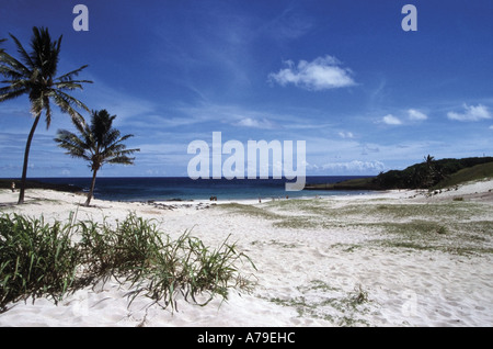 Anakena Strand Osterinsel Chile Stockfoto