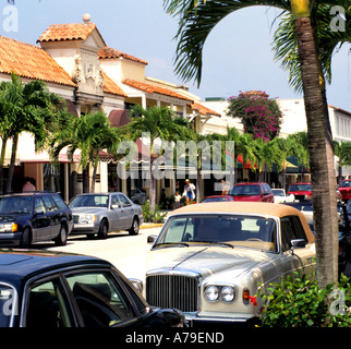 Florida Mode Geschäfte edel Palm Beach Rolls Royce Wert Avenue Stockfoto