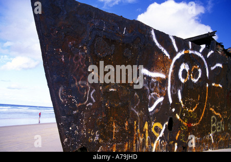 Wrack der Cherry Venture auf Rainbow Beach in der Nähe von Fraser Island Sunshine Coast Queensland Australien Stockfoto