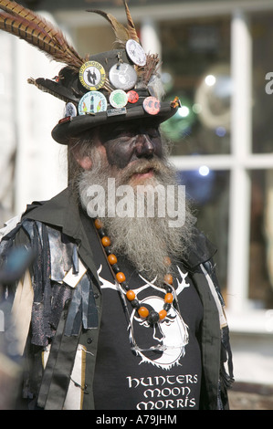 Hunters Moon Morris Gruppentänze aus Essex, in Boscastle, Cornwall, UK Stockfoto