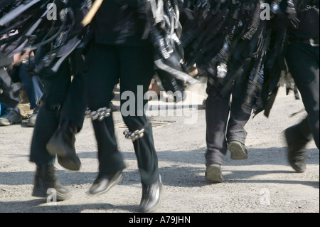 Hunters Moon Morris Gruppentänze aus Essex, in Boscastle, Cornwall, UK Stockfoto