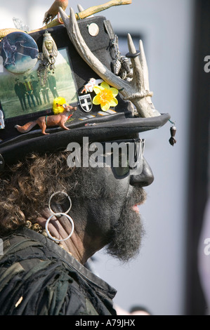 Hunters Moon Morris Gruppentänze aus Essex, in Boscastle, Cornwall, UK Stockfoto