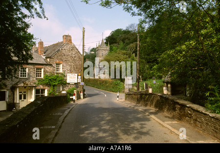 UK England Cornwall Little Petherick Dorf und Kirche St. Petroc Stockfoto