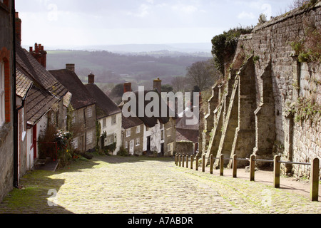 "Gold Hill' in Shaftesbury, Dorset, England. Stockfoto