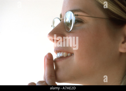 Business-Frau im Büro denken Stockfoto