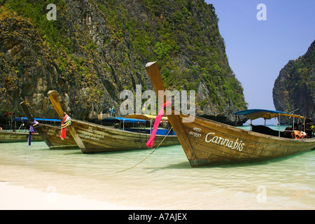 Longtailboote Ko Phi Phi Ley Thailand Stockfoto