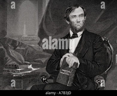 Abraham Lincoln, 1809-1865. 16. Präsident der Vereinigten Staaten.  Aus einem Gemälde von Alonzo Chappel. Stockfoto