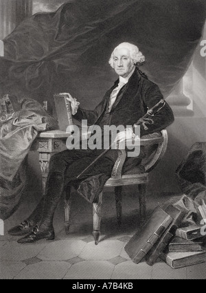 George Washington 1732-1799. Kommandant der amerikanischen revolutionären Kräfte und ersten Präsidenten der Vereinigten Staaten von Amerika. Stockfoto