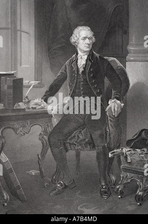 Alexander Hamilton, 1755/1757-1804. Amerikanischer Staatsmann, Politiker, Rechtswissenschaftler, Militärkommandeur, Anwalt, Banker und Ökonom. Stockfoto