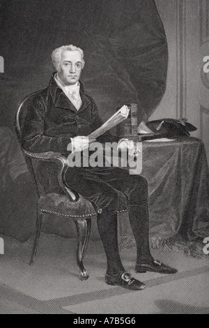 Joel Barlow, 1754 - 1812. Der amerikanische Schriftsteller und Dichter und französische Politiker. Thema der Übereilte Pudding. Aus einem Gemälde von Alonzo Chappel. Stockfoto