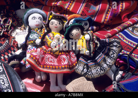 Peru Local Caption Urabamba Tal lokalen gewebte Puppen Stockfoto