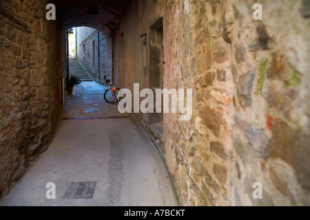 Szene in Corniglia, eines der fünf Dörfer der Cinque Terre Stockfoto