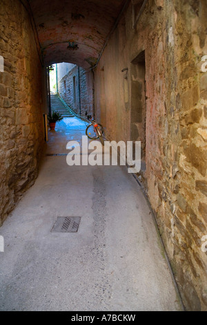 Szene in Corniglia, eines der fünf Dörfer der Cinque Terre Stockfoto