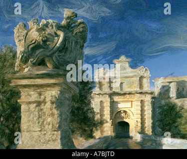 Digitale Kunst: Notabile Tor in Mdina, Malta Stockfoto