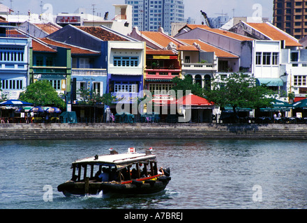 Boat Quay Szene, Singapur Stockfoto